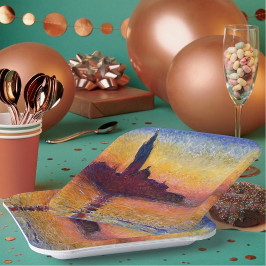 Monet - San Giorgio Maggiore at Dusk, ペーパープレート (複数)