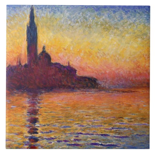 Monet - San Giorgio Maggiore at Dusk, 素晴らし art タイル (正面)