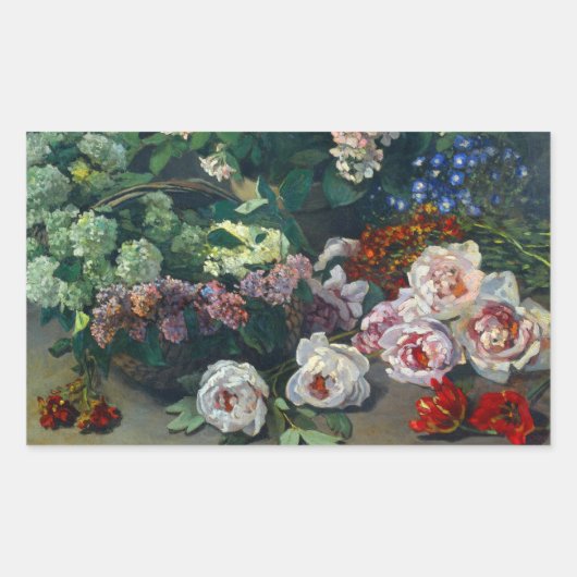 Monet Spring Flowers 長方形シール (正面)