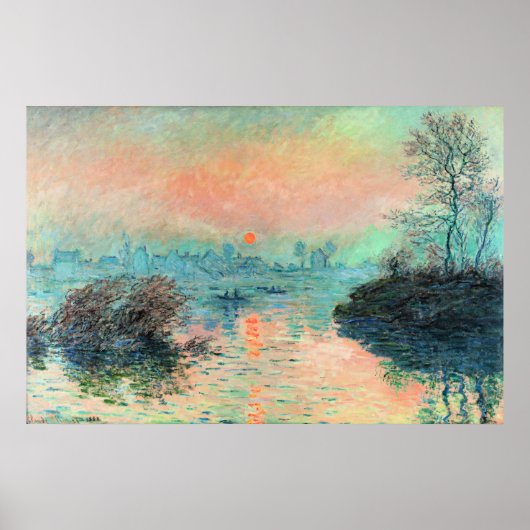 Monet - Sun Setting on the Seine ポスター (正面)