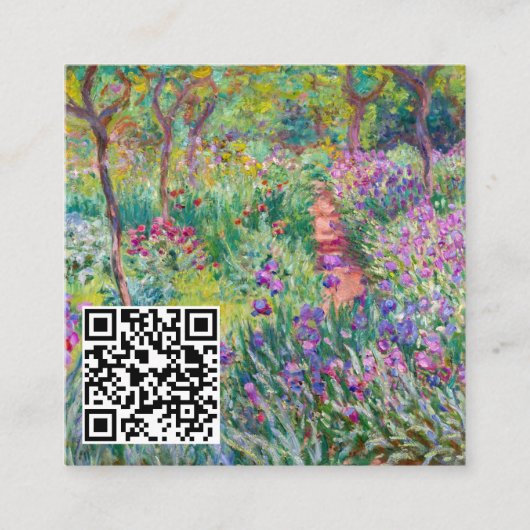 Monet - The Iris Garden at Giverny - QR Code スクエア名刺 (正面)