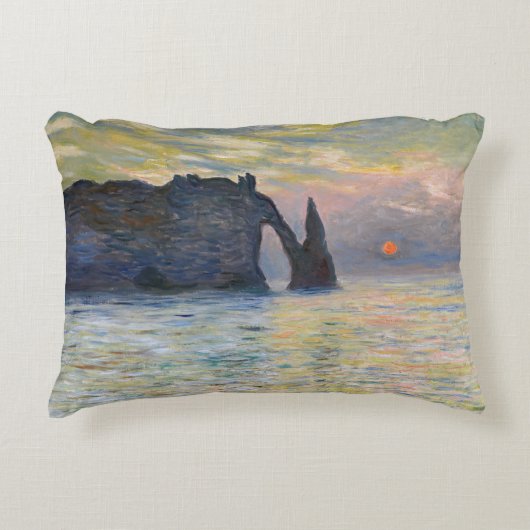 Monet - The Manneport, Cliff at Etreat, Sunset アクセントクッション (正面)