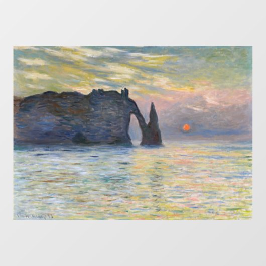Monet - The Manneport, Cliff at Etreat, Sunset ウィンドウサイン (シート)