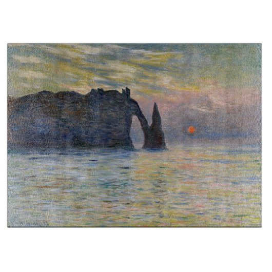 Monet - The Manneport, Cliff at Etreat, Sunset カッティングボード (正面)