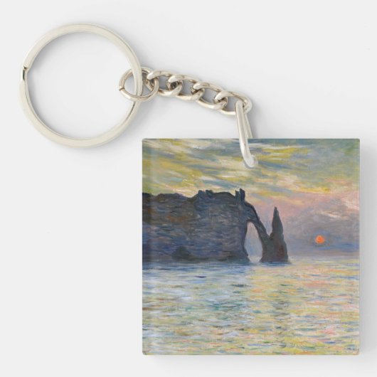 Monet - The Manneport, Cliff at Etreat, Sunset キーホルダー (正面)