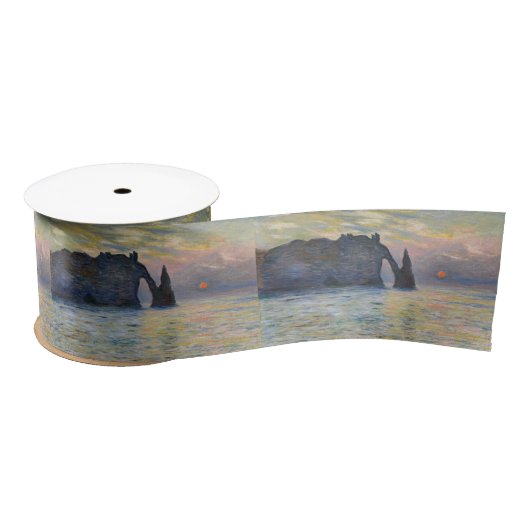 Monet - The Manneport, Cliff at Etreat, Sunset サテンリボン (リール)