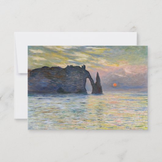 Monet - The Manneport, Cliff at Etreat, Sunset サンキューカード (正面)
