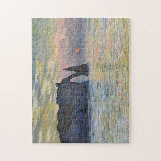 Monet - The Manneport, Cliff at Etreat, Sunset ジグソーパズル (縦)