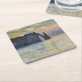 Monet - The Manneport, Cliff at Etreat, Sunset スクエアペーパーコースター (アングル)