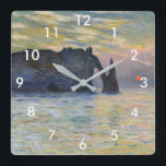 Monet - The Manneport, Cliff at Etreat, Sunset スクエア壁時計<br><div class="desc">The Manneport,  Cliff at Etretat,  Sunset / Etretat,  soleil couchant - Claude Monet,  1883</div>