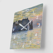 Monet - The Manneport, Cliff at Etreat, Sunset スクエア壁時計 (傾斜)