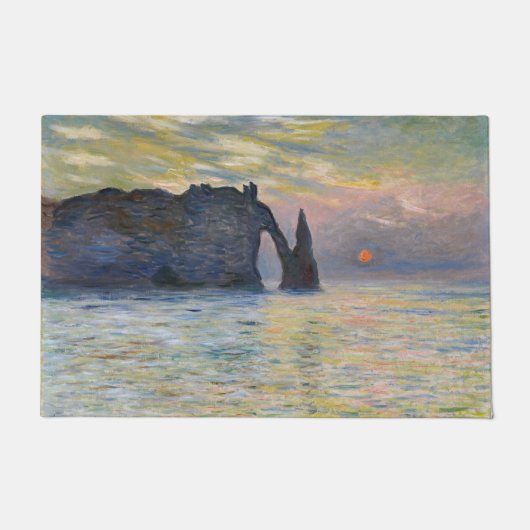 Monet - The Manneport, Cliff at Etreat, Sunset ドアマット (正面)