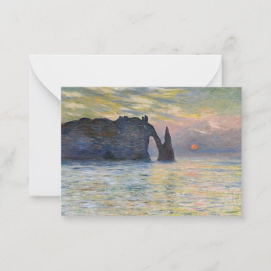 Monet - The Manneport, Cliff at Etreat, Sunset ノートカード (正面)