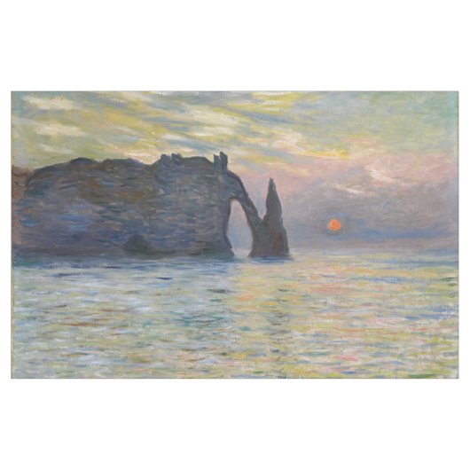 Monet - The Manneport, Cliff at Etreat, Sunset ファブリック (ヤード)