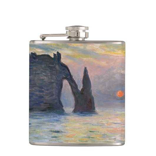 Monet - The Manneport, Cliff at Etreat, Sunset フラスク (正面)