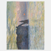 Monet - The Manneport, Cliff at Etreat, Sunset フリースブランケット (正面)