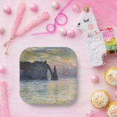 Monet - The Manneport, Cliff at Etreat, Sunset ペーパープレート (パーティー)