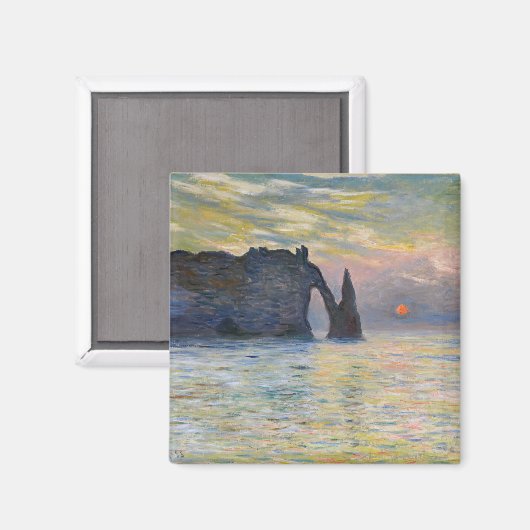 Monet - The Manneport, Cliff at Etreat, Sunset マグネット (正面/裏面)