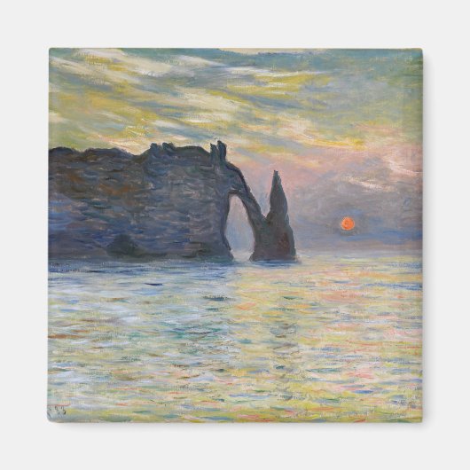 Monet - The Manneport, Cliff at Etreat, Sunset マグネット (正面)