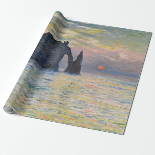 Monet - The Manneport, Cliff at Etreat, Sunset ラッピングペーパー (アンロールド)