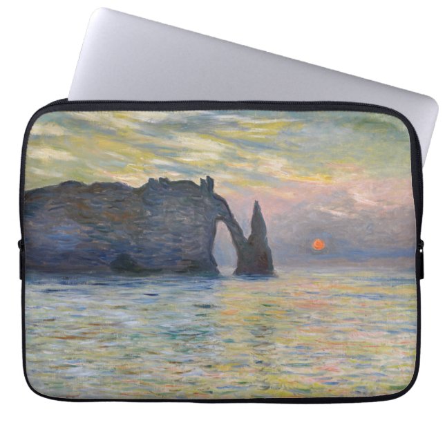 Monet - The Manneport, Cliff at Etreat, Sunset ラップトップスリーブ (正面)