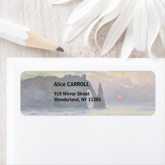 Monet - The Manneport, Cliff at Etreat, Sunset ラベル (インサイチュ)