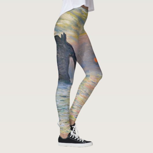 Monet - The Manneport, Cliff at Etreat, Sunset レギンス (右)