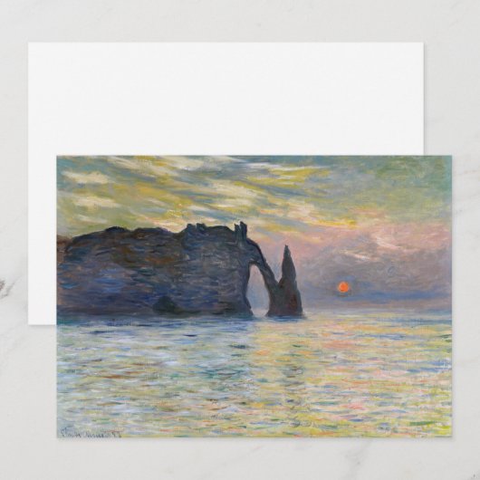Monet - The Manneport, Cliff at Etreat, Sunset 招待状 (正面/裏面)