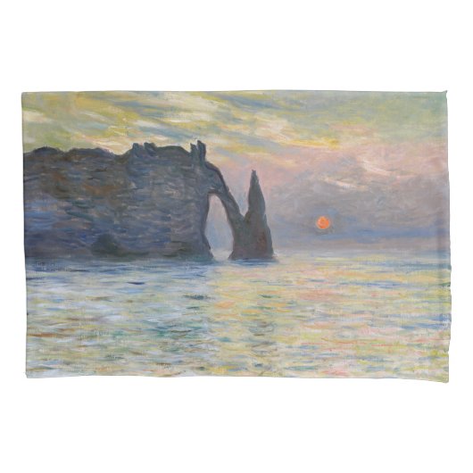 Monet - The Manneport, Cliff at Etreat, Sunset 枕カバー (正面)