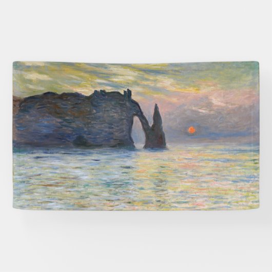 Monet - The Manneport, Cliff at Etreat, Sunset 横断幕 (横)