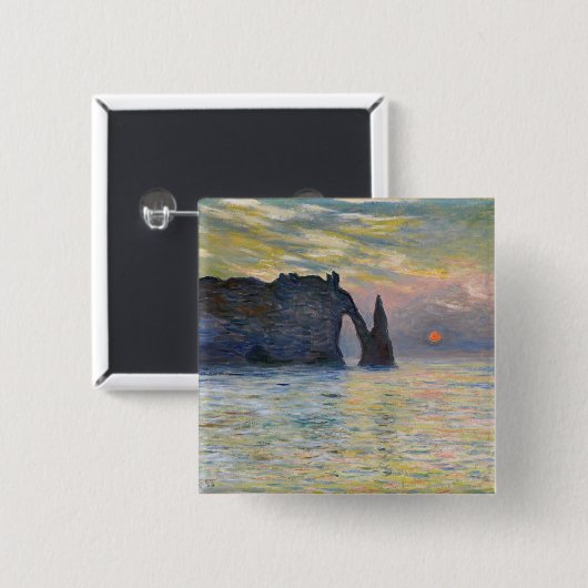 Monet - The Manneport, Cliff at Etreat, Sunset 缶バッジ (正面&裏面)