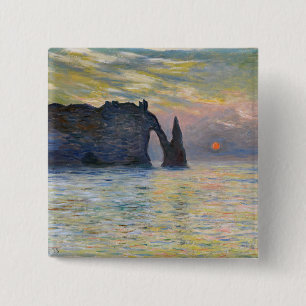 Monet - The Manneport, Cliff at Etreat, Sunset 缶バッジ