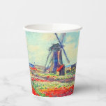 Monet Tulips Windmill 紙コップ<br><div class="desc">Paper Cups featuring Claude Monet’s flower and windmill painting. Beautiful and colorful fields of red,  pink,  and yellow tulips next to a windmill and house in Holland. A great Monet gift for fans of impressionism and French art.</div>