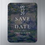Monet Water Lilies Wedding Save The Date マグネット<br><div class="desc">Elegant modern wedding save the date magnet featuring Claude Monet Water Lilies painting</div>