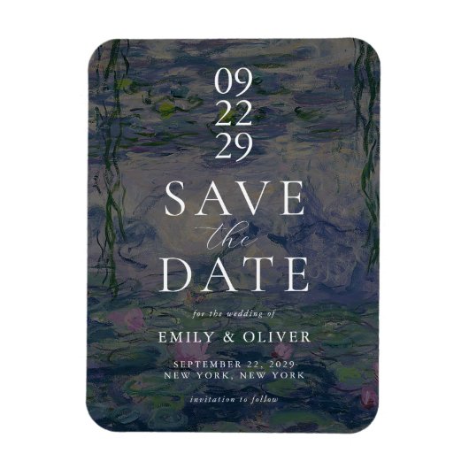 Monet Water Lilies Wedding Save The Date マグネット (縦)