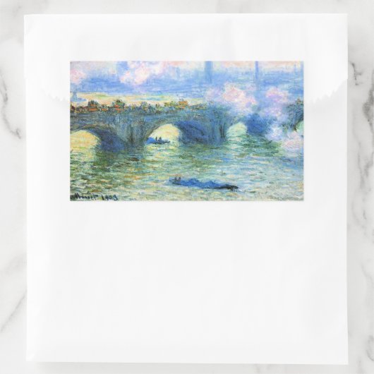 Monet - Waterloo Bridge, London, 長方形シール (バッグ)