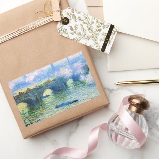 Monet - Waterloo Bridge, London, 長方形シール (ギフト)