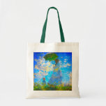 Monet Woman with a Parasol トートバッグ<br><div class="desc">A family portrait tote bag featuring Claude Monet’s wife,  Camille,  holding a parasol,  and their son,  Jean,  taking a walk in a vibrant green field being blown by the wind on a summer’s day. A great Monet gift for fans of impressionism and French art.</div>