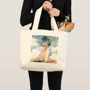 Monet Woman with a Parasol Facing Left ラージトートバッグ