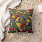 Monet's フランスの Garden at Giverny Tulips No. 1 クッション (ブランケット)