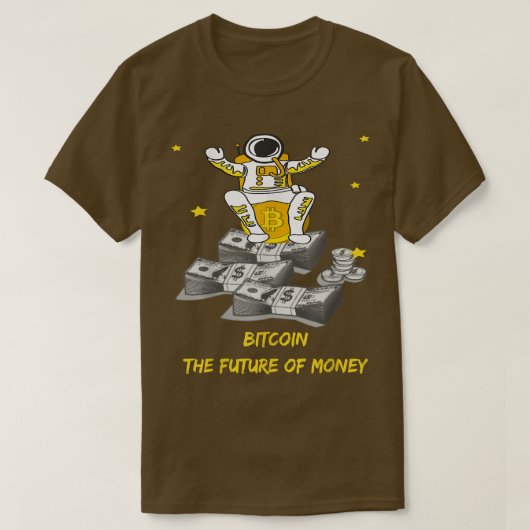 Money上のMoneyAstroidの未来をBitcoin Tシャツ (デザイン正面)