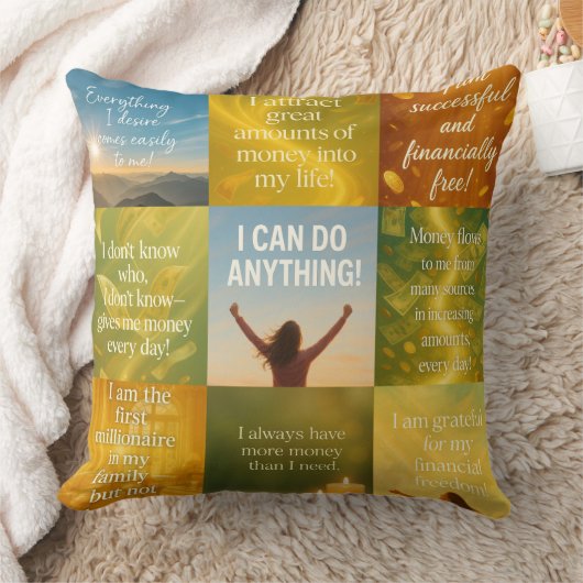 Money affirmation on pillow クッション (ブランケット)