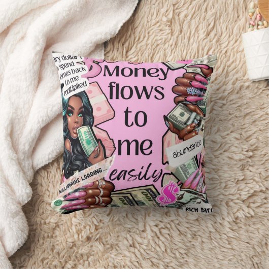 Money Affirmation Throw Pilliow クッション (ブランケット)