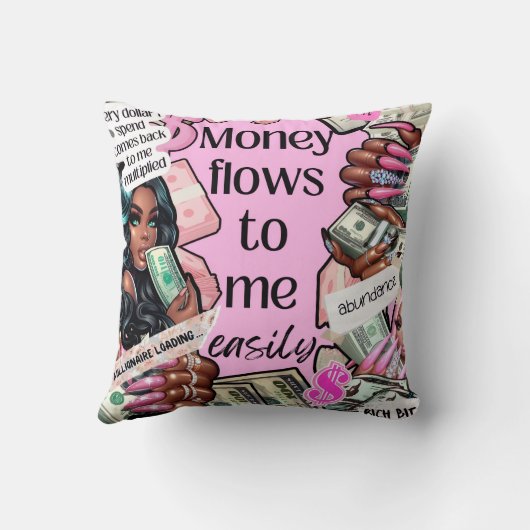 Money Affirmation Throw Pilliow クッション (裏面)