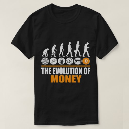 Money BTC暗号通貨のおもしろいビットコイン進化 Tシャツ (デザイン正面)