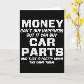 Money Cant Buy Hapness Car Parts Funny Auto Mechan カード (黄色い花)