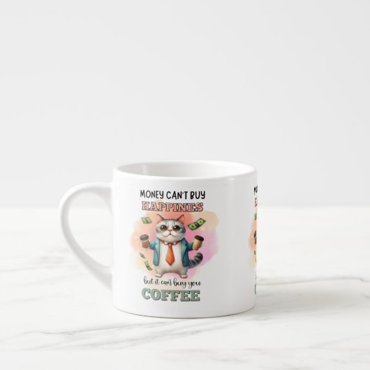 Money Can't Buy Happiness Funny Cat Lover Gift  エスプレッソカップ (左)