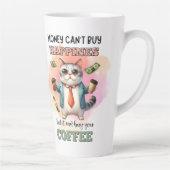 Money Can't Buy Happiness Funny Cat Lover Gift  カフェラテマグ (右)