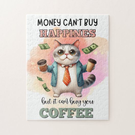Money Can't Buy Happiness Funny Cat Lover Gift  ジグソーパズル (縦)