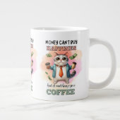 Money Can't Buy Happiness Funny Cat Lover Gift ジャンボコーヒーマグカップ (右)